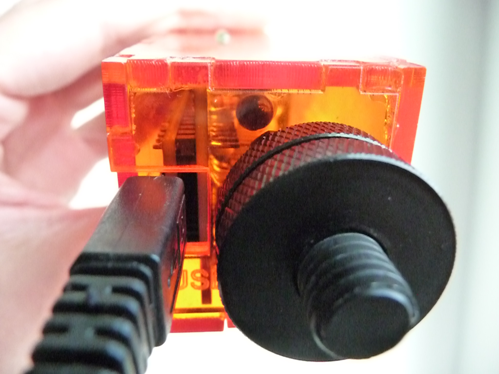 close-up of the FLipMouse casing and the infra-red LED